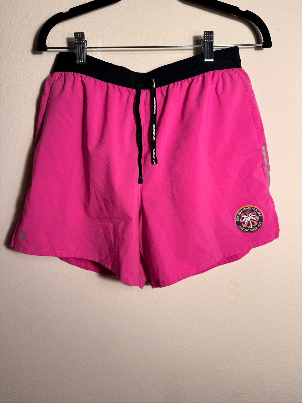 Nike Hot Pink Athletic Running Shorts with Black Waistband Activewear